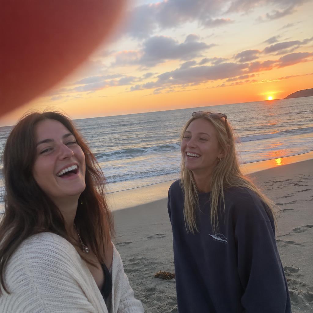 Finger over the lens at a beach sunset — before