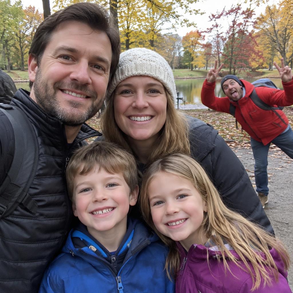 Stranger photobombing a family photo — before