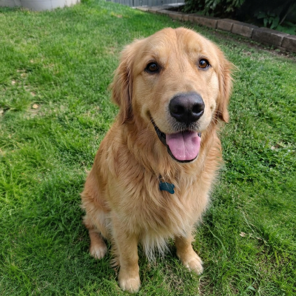 Smudged lens photo of a golden retriever — after